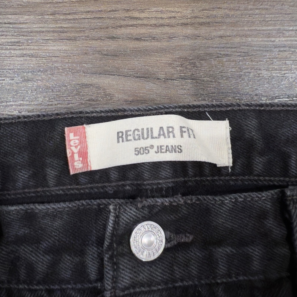 Levi's 505 Black Regular Fit Straight Leg Denim Jeans Men's Size 38x32(tag34) - Picture 4 of 8